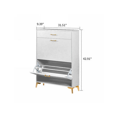 Modern Stylish Wooden Shoe Storage Cabinet with Gold Metal Handles and Legs