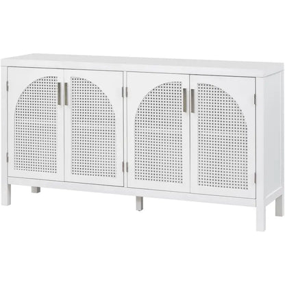 Large Storage Space Sideboard with Artificial Rattan Door - N/A