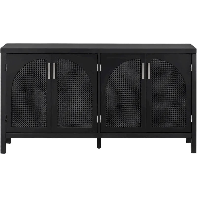 Large Storage Space Sideboard with Artificial Rattan Door - N/A