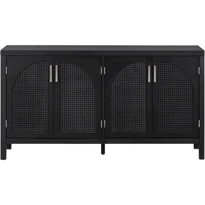 Large Storage Space Sideboard with Artificial Rattan Door - N/A
