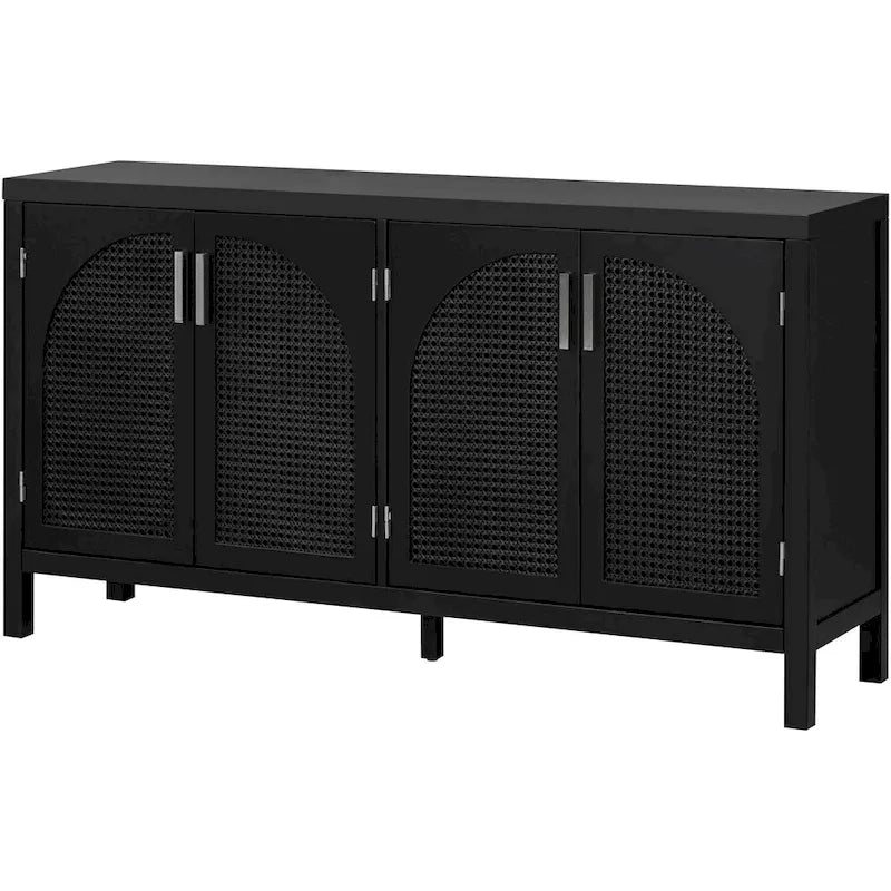 Large Storage Space Sideboard with Artificial Rattan Door - N/A