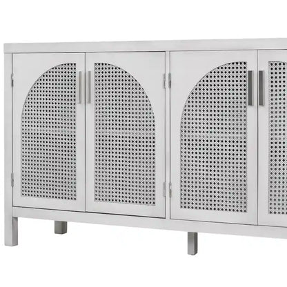 Large Storage Space Sideboard with Artificial Rattan Door - N/A