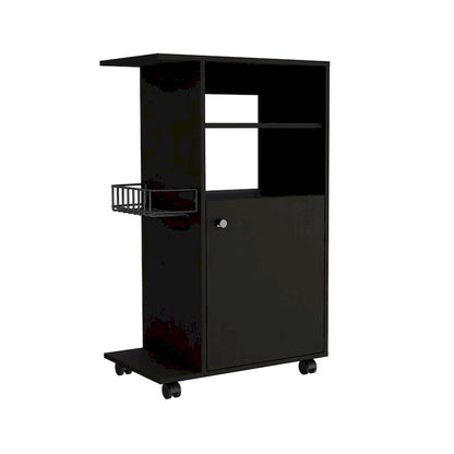 Kitchen Cart Kryot, Single Door Cabinet, Four Casters, White Finish,High quality and durable