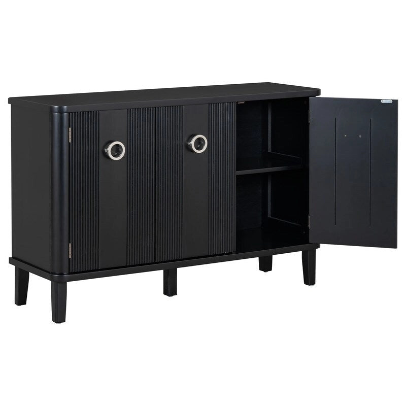 47.2W Solid Wood Cabinet with Three Doors - N/A