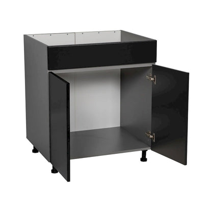 33 Sink Base Cabinets-High Double Door-Grey - 33 x 34 1/2 x 23 3/8
