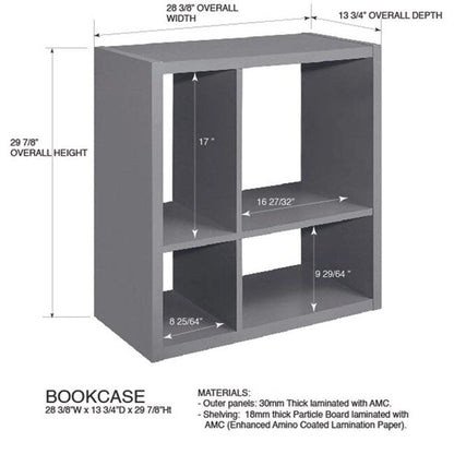 4-Cube Open Bookcase, Kids Toy Storage Shelf Organizer (Orange)