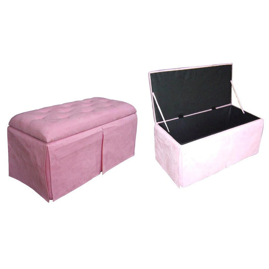 Pink Storage Bench with 2 Ottomans