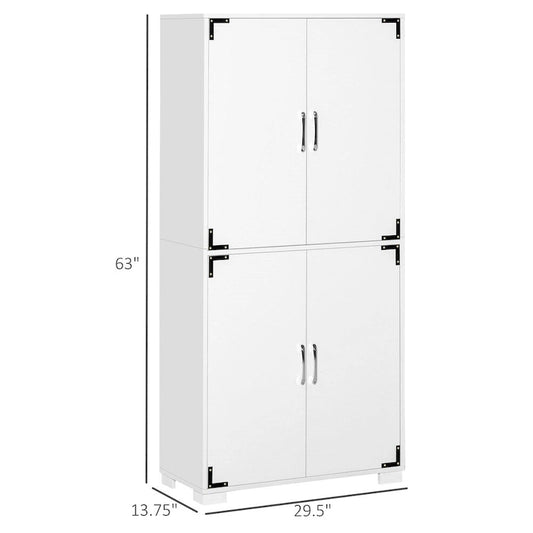 Kitchen Pantry Cabinet with 4 Door Cupboard and Storage Shelves - N/A