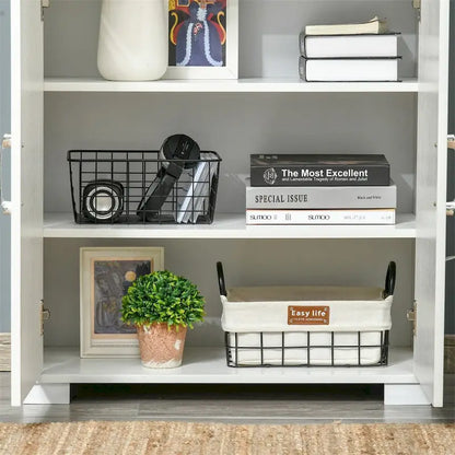 Kitchen Pantry Cabinet with 4 Door Cupboard and Storage Shelves - N/A