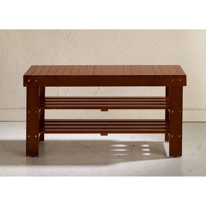 Pina Quality Solid Wood Shoe Bench, Cherry Finish