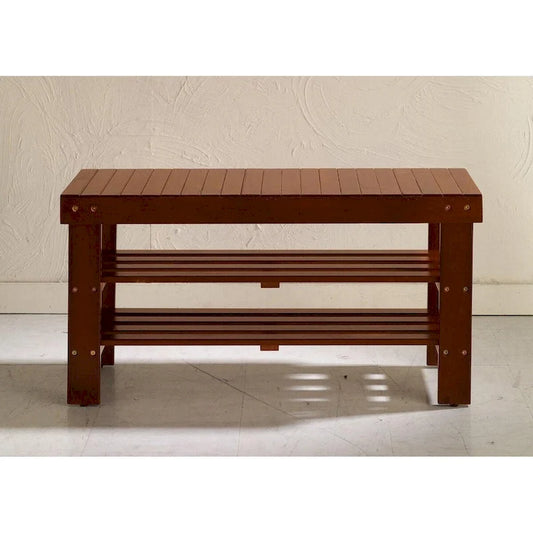 Pina Quality Solid Wood Shoe Bench, Cherry Finish