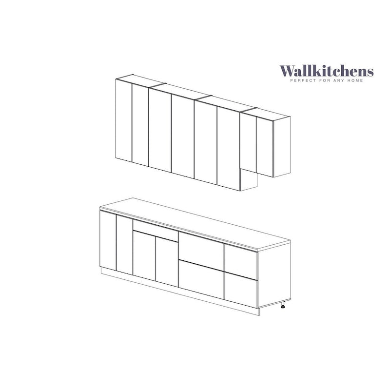 Kitchen Contemporary Collection Natural Teak Color Base Size 9.5Ft Wide - 114x24
