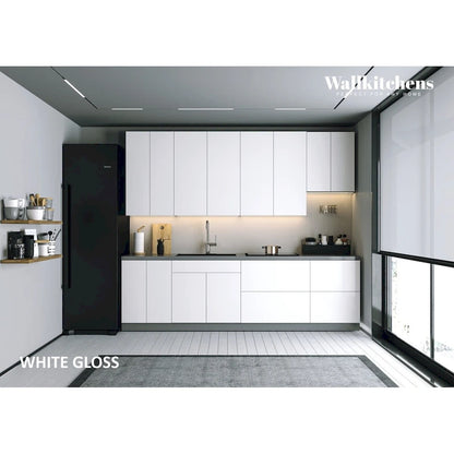 Kitchen Contemporary Collection White Gloss Color Base Size 9.5Ft Wide - 114x24