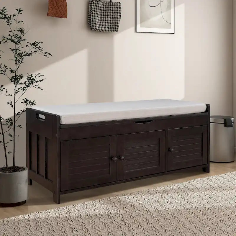 43.5 Storage Bench With Linen Blend Cushion