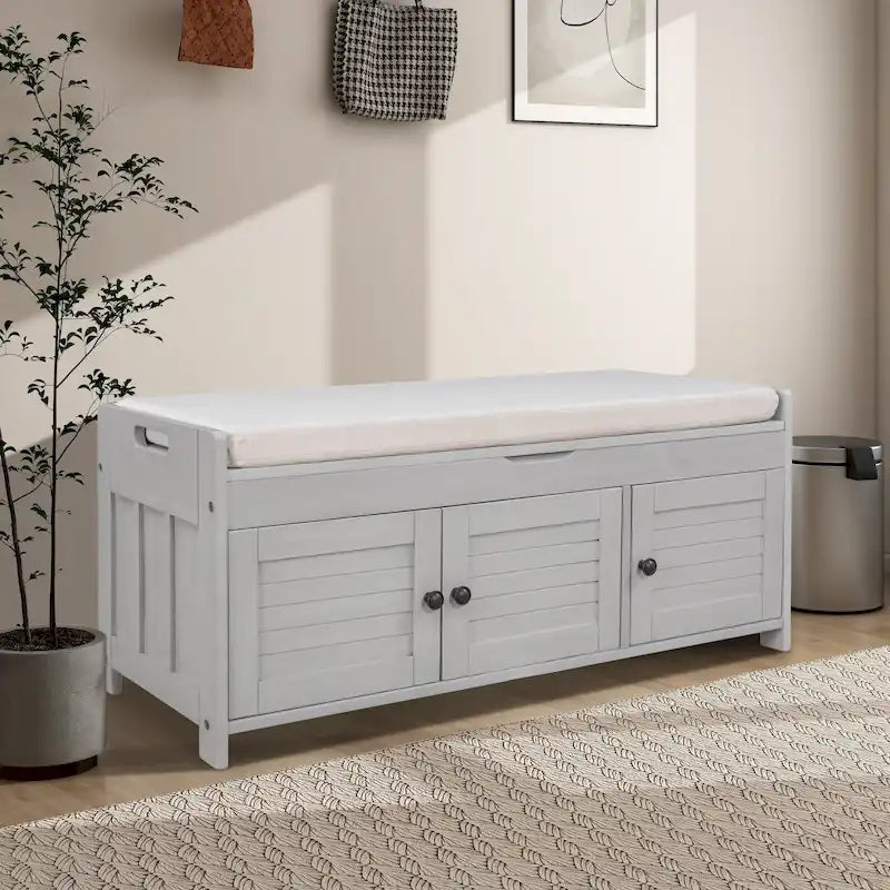 43.5 Storage Bench With Linen Blend Cushion