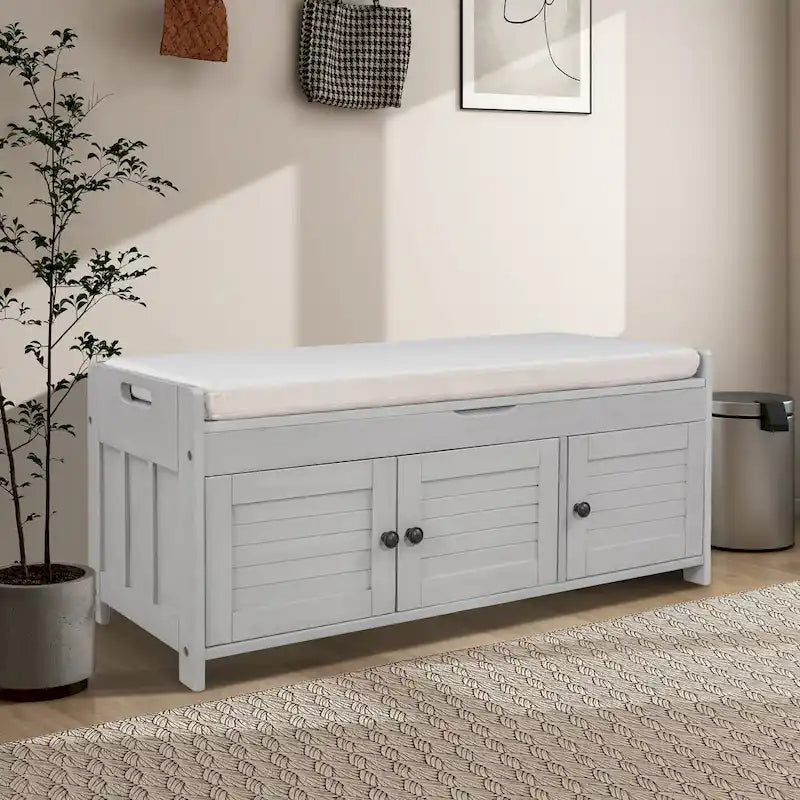 43.5 Storage Bench With Linen Blend Cushion
