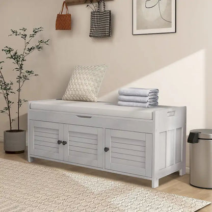 43.5 Storage Bench With Linen Blend Cushion