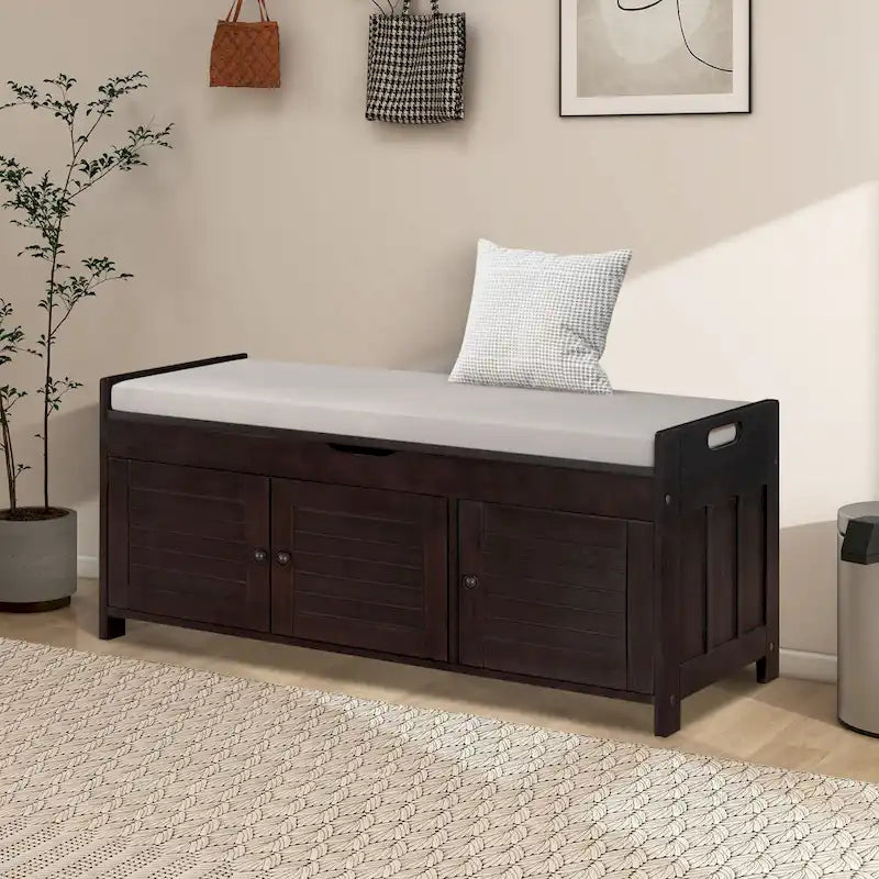 43.5 Storage Bench With Linen Blend Cushion