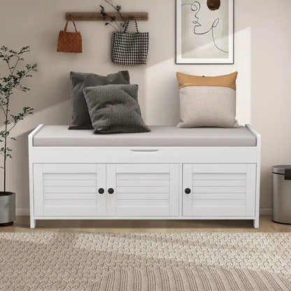 43.5 Storage Bench With Linen Blend Cushion