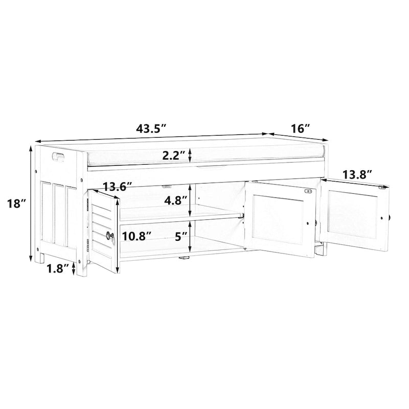 43.5 Storage Bench With Linen Blend Cushion