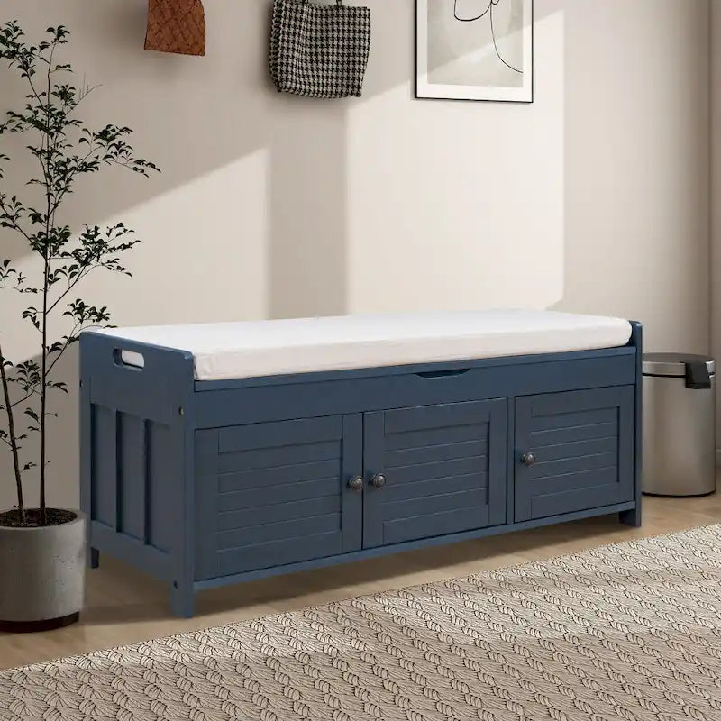 43.5 Storage Bench With Linen Blend Cushion