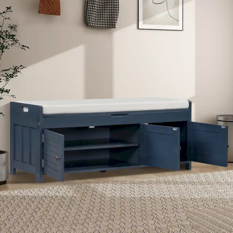 43.5 Storage Bench With Linen Blend Cushion