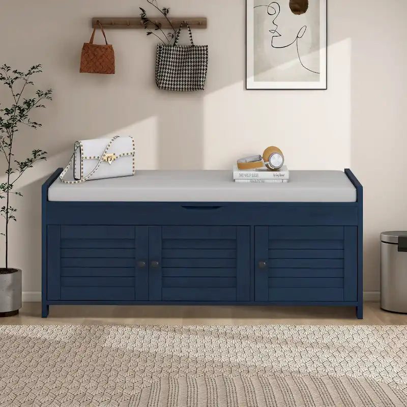 43.5 Storage Bench With Linen Blend Cushion