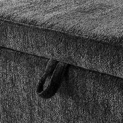 Oval Ottoman Storage Bench Chenille Fabric Bench with Large Storage Space
