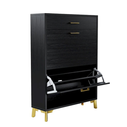 Hidden Shoe Rack Storage for Entryway,Free Standing Shoe Organizer with 2 Flip Drawers