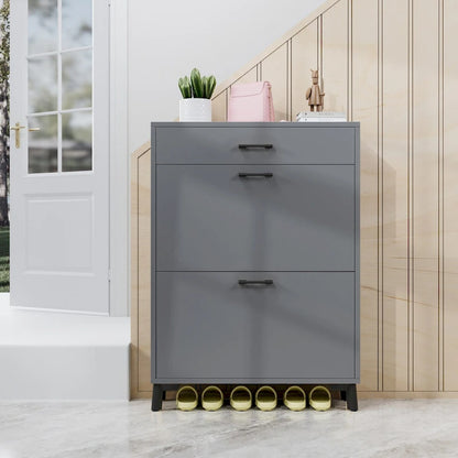 Hidden Shoe Rack Storage for Entryway,Free Standing Shoe Organizer with 2 Flip Drawers
