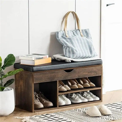 Shoe Storage Bench with Cover 2-Tier 39 Inches - 11.81D x 39.4W x 17H