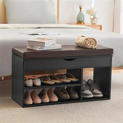 Shoe Storage Bench with Cover 2-Tier 39 Inches - 11.81D x 39.4W x 17H