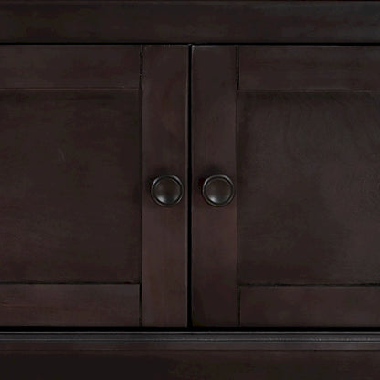 Classic Vintage Wooden Storage Bench with Two Cabinets