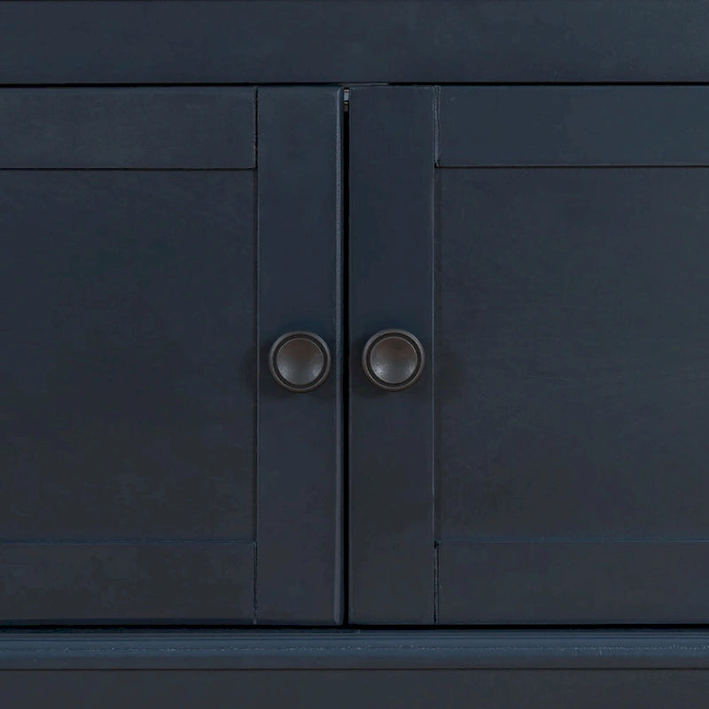 Classic Vintage Wooden Storage Bench with Two Cabinets