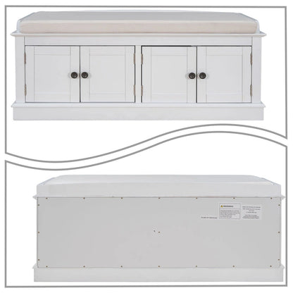 Classic Vintage Wooden Storage Bench with Two Cabinets