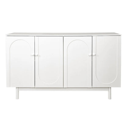 Stylish and Functional 4-Door Storage Cabinet with Pine Legs, Solid Wood Pulls and MDF, for Living Room Bedroom,and Kitchen