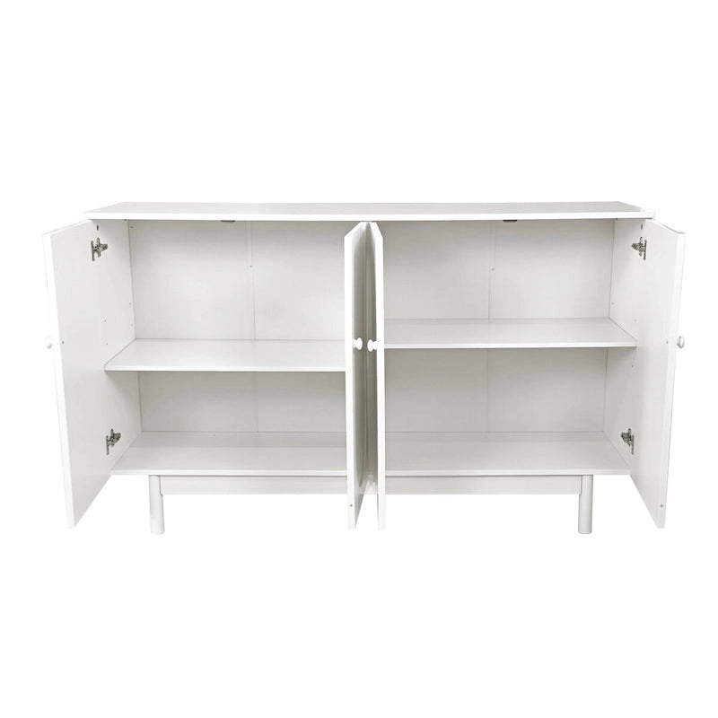 Stylish and Functional 4-Door Storage Cabinet with Pine Legs, Solid Wood Pulls and MDF, for Living Room Bedroom,and Kitchen
