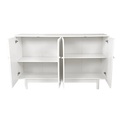 Stylish and Functional 4-Door Storage Cabinet with Pine Legs, Solid Wood Pulls and MDF, for Living Room Bedroom,and Kitchen
