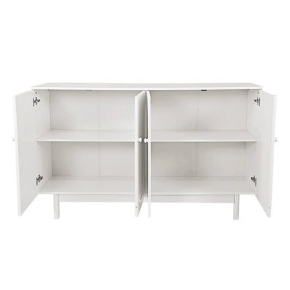 Stylish and Functional 4-Door Storage Cabinet with Pine Legs, Solid Wood Pulls and MDF, for Living Room Bedroom,and Kitchen