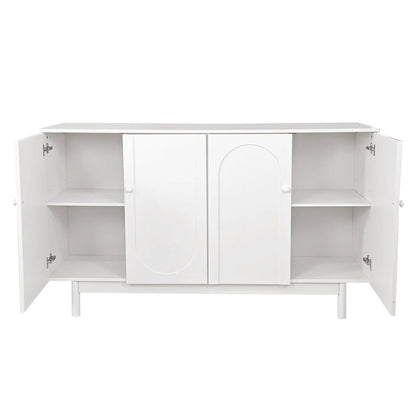 Stylish and Functional 4-Door Storage Cabinet with Pine Legs, Solid Wood Pulls and MDF, for Living Room Bedroom,and Kitchen