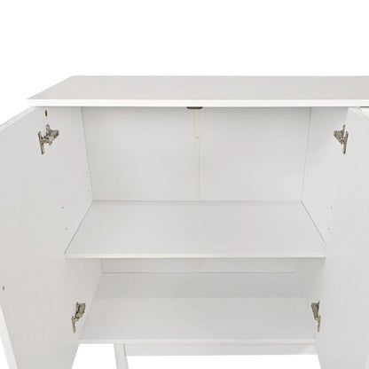 Stylish and Functional 4-Door Storage Cabinet with Pine Legs, Solid Wood Pulls and MDF, for Living Room Bedroom,and Kitchen