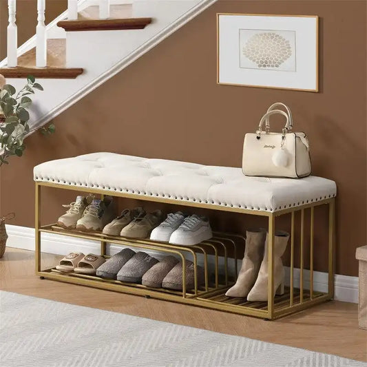 Linen Bench with Storage - 17D x 47.2W x 19H