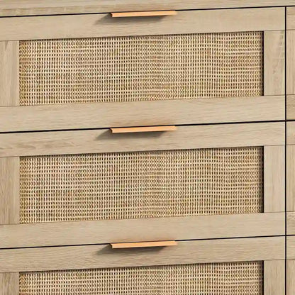 43.316-Drawers Rattan Storage Cabinet Rattan Drawer,for Bedroom,Living Room,Black