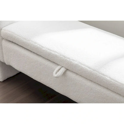 Teddy Fabric Storage Bench Bedroom Bench With Gold Metal Trim Strip For Living Room Bedroom Indoor