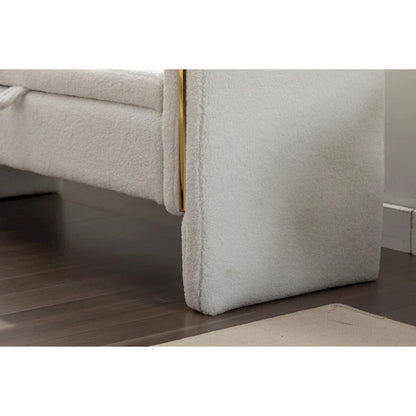 Teddy Fabric Storage Bench Bedroom Bench With Gold Metal Trim Strip For Living Room Bedroom Indoor