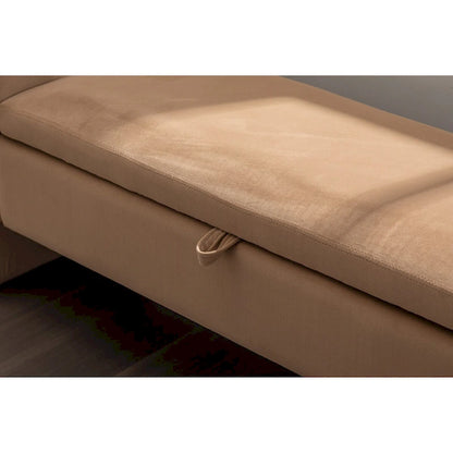 Teddy Fabric Storage Bench Bedroom Bench With Gold Metal Trim Strip For Living Room Bedroom Indoor