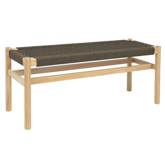 Fernway Solid Wood and Woven Rope Entryway Bench - 43.3L x 15.0W x 18.0H