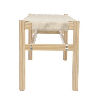 Fernway Solid Wood and Woven Rope Entryway Bench - 43.3L x 15.0W x 18.0H