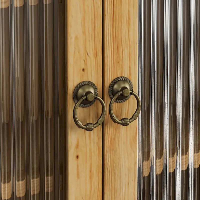 Glass Door Vintage Double Door Wall Cabinet
