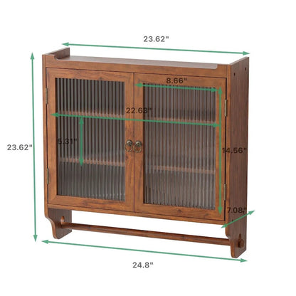 Glass Door Vintage Double Door Wall Cabinet